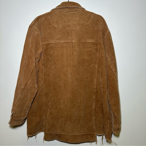 Brown Corduroy Jacket Shacket Distressed Size Medium 100% cotton - Picture 5 of 12